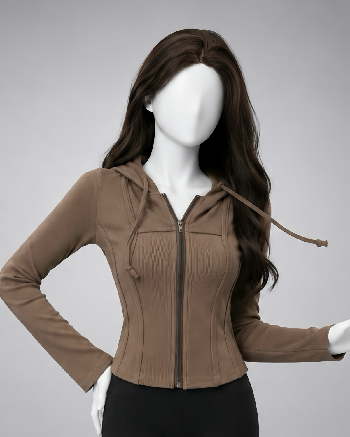 Fitted Zip Front Hoodie