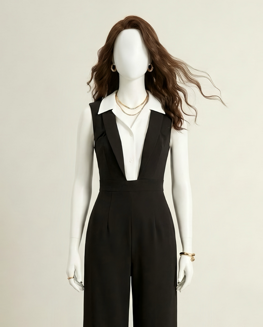 Sleeveless Collared Formal Jumpsuit