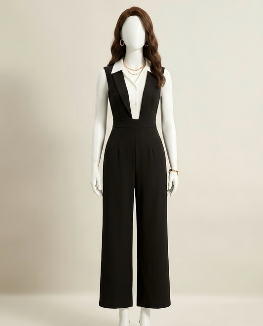 Sleeveless Collared Formal Jumpsuit