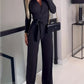 Long Sleeve Wrap Jumpsuit