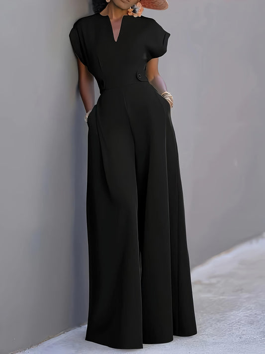 Wide Leg V-neck Jumpsuit