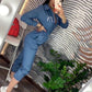 New Fashion Casual Women Denim Jumpsuit Full Sleeve Turn-down Collar Sashes Women Jumpsuit.