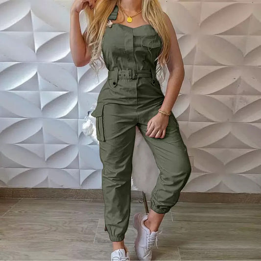 Sleeveless Utility Jumpsuit Garment.
