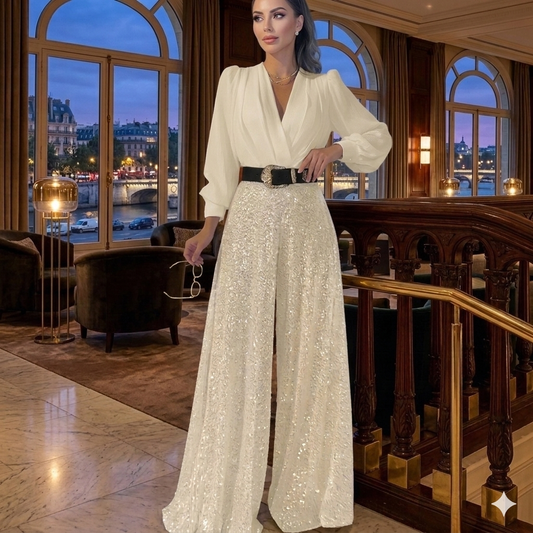 Collared Belted Wide Jumpsuit