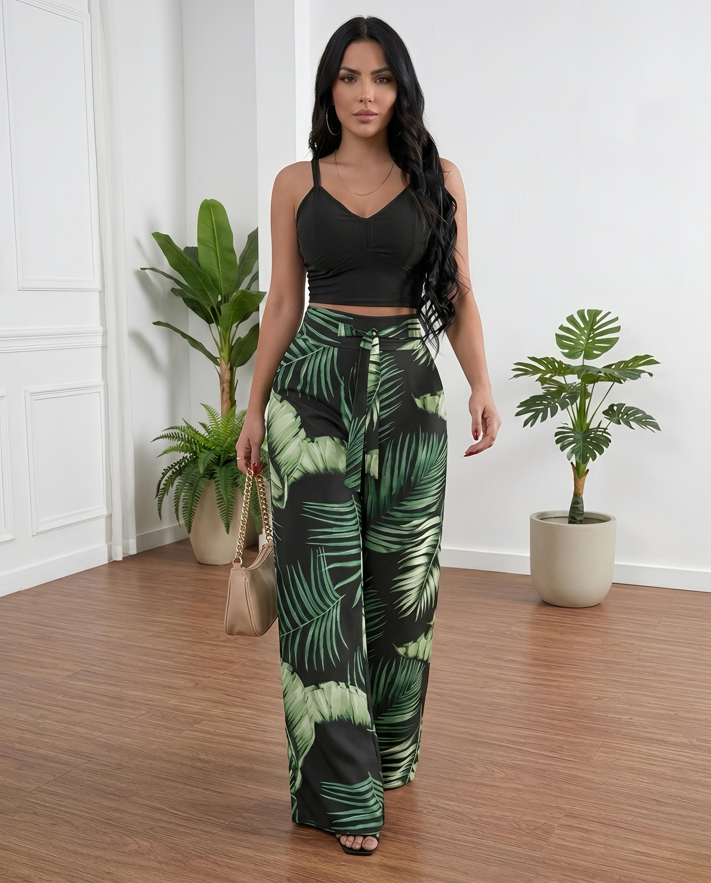 Crop Top Wide-leg Set.