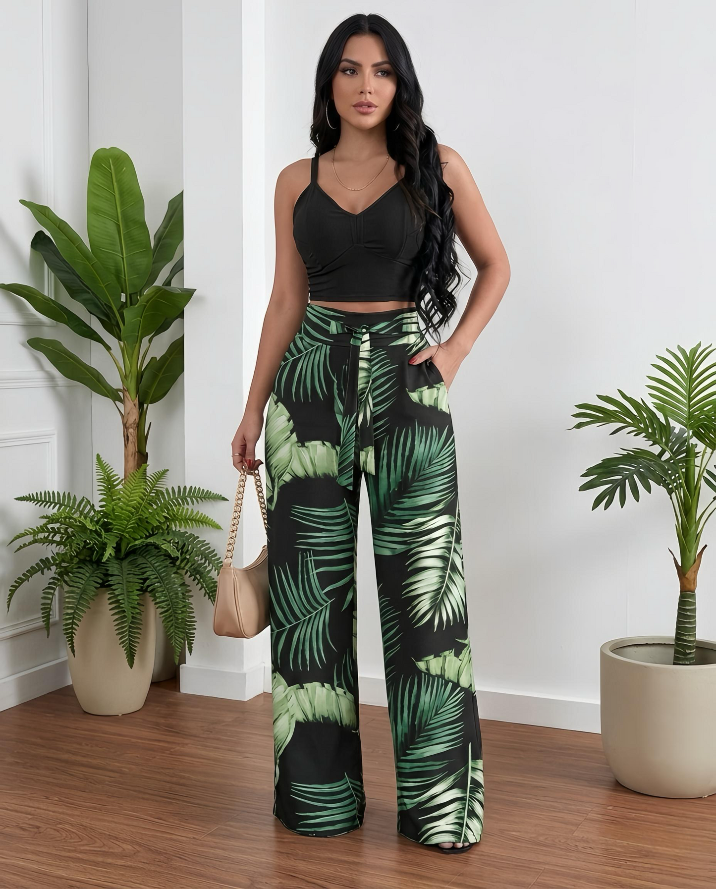 Crop Top Wide-leg Set.