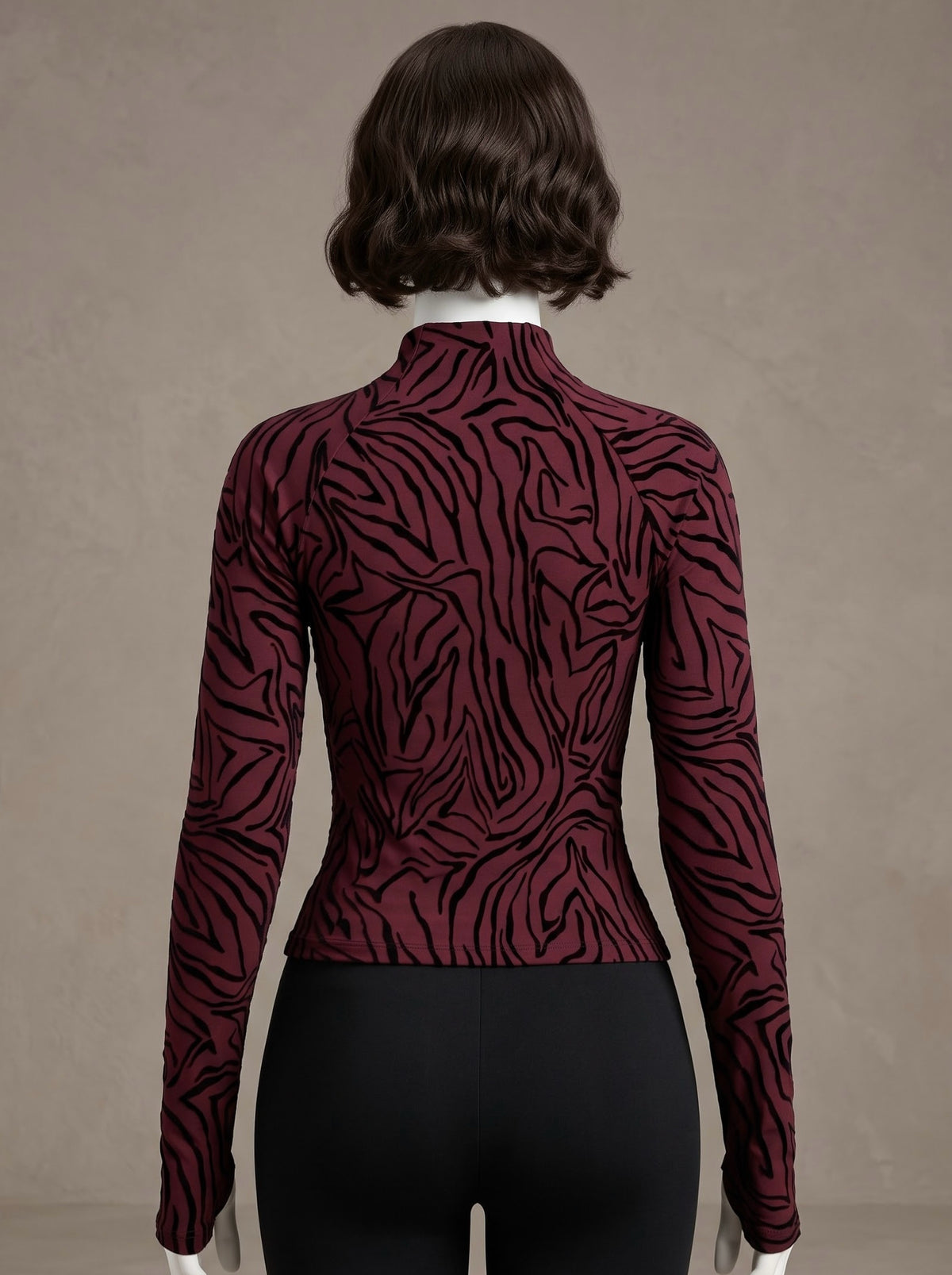 Zebra Pattern Zip Top