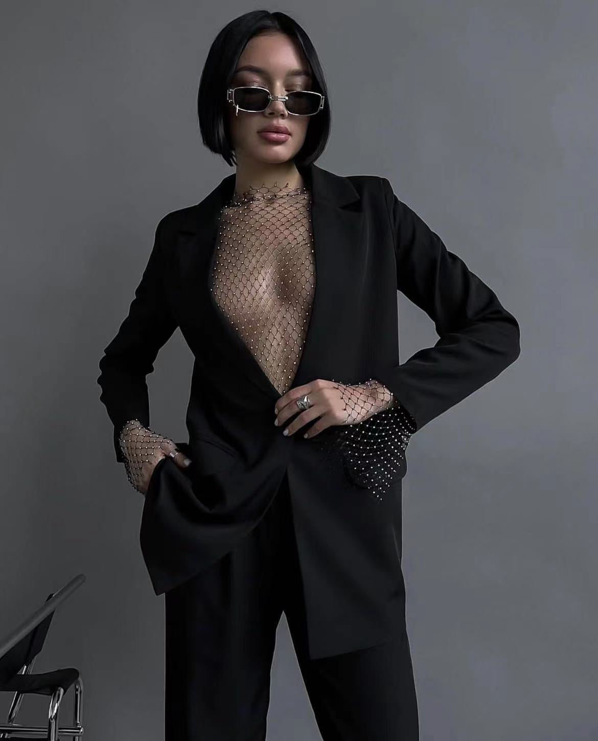 Long Sleeve Mesh Top.