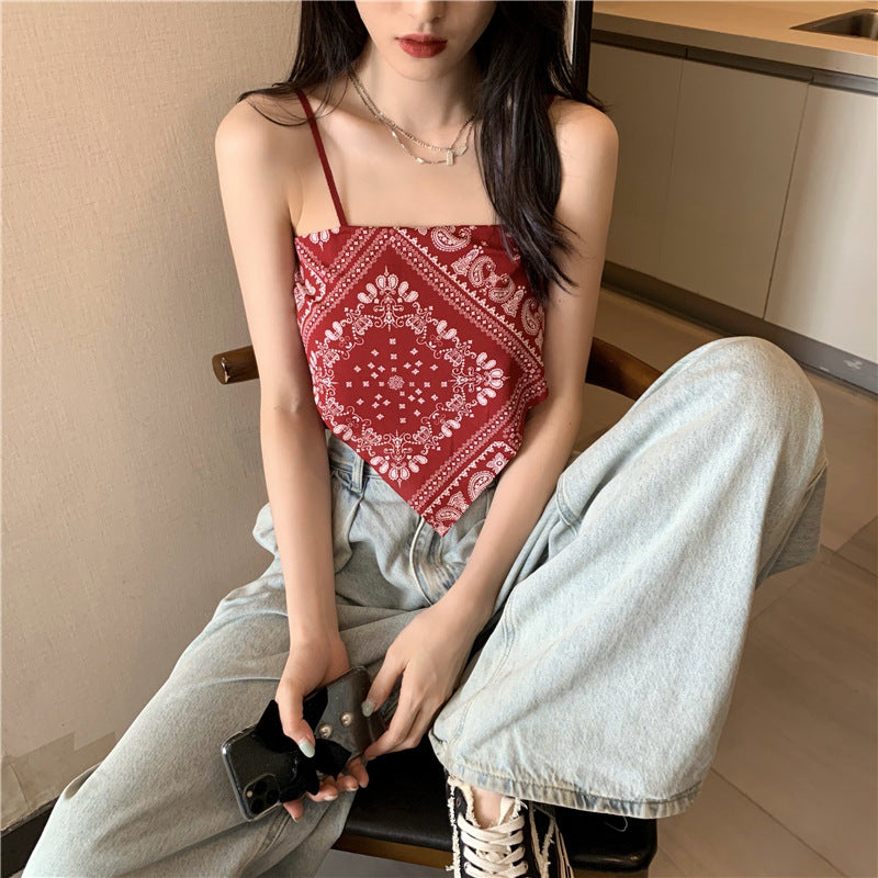 Hot girls wear cashew nut flower camisole women's 2023 new summer chic style sexy inner wear top