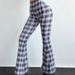 wide-leg yoga pants women's high-waist plaid bell-bottom pants hip-lifting slim fitness big-foot pants