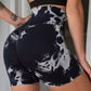 women's peach buttocks, tie-dye yoga shorts.