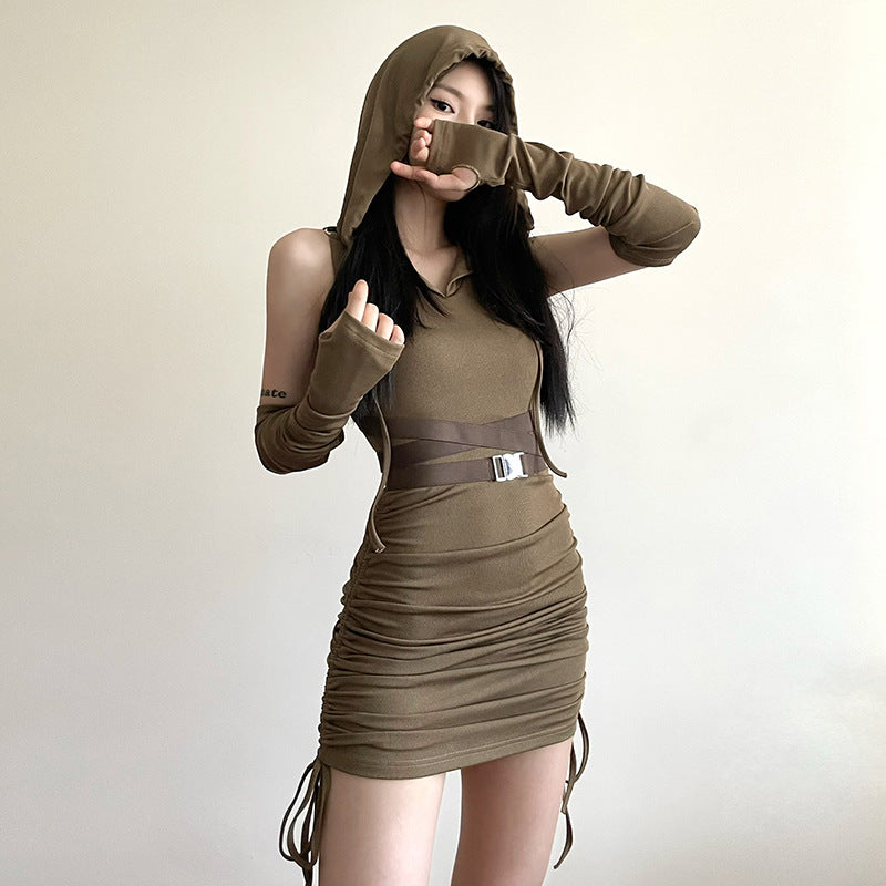 new women's solid color slim dress