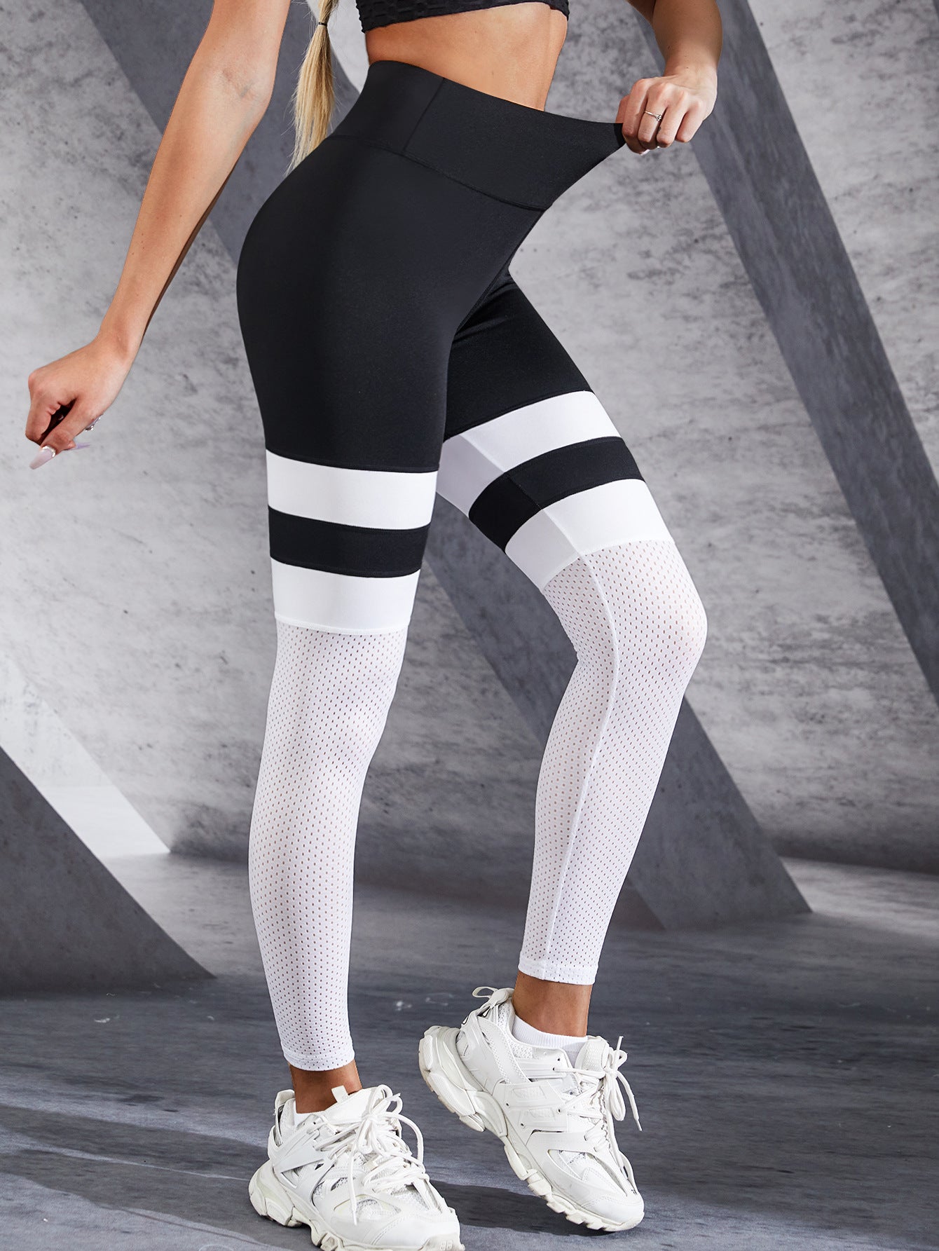 yoga leggings high waist mesh gym