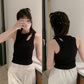 Korean hiphop oblique shoulder vest tops