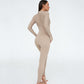 foreign trade women's tight zipper jumpsuit European and American style autumn long-sleeved round neck jumpsuit.