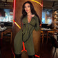 style hot girl fashion sports leather webbing dividing line long-sleeved zipper tight hip jumpsuit.