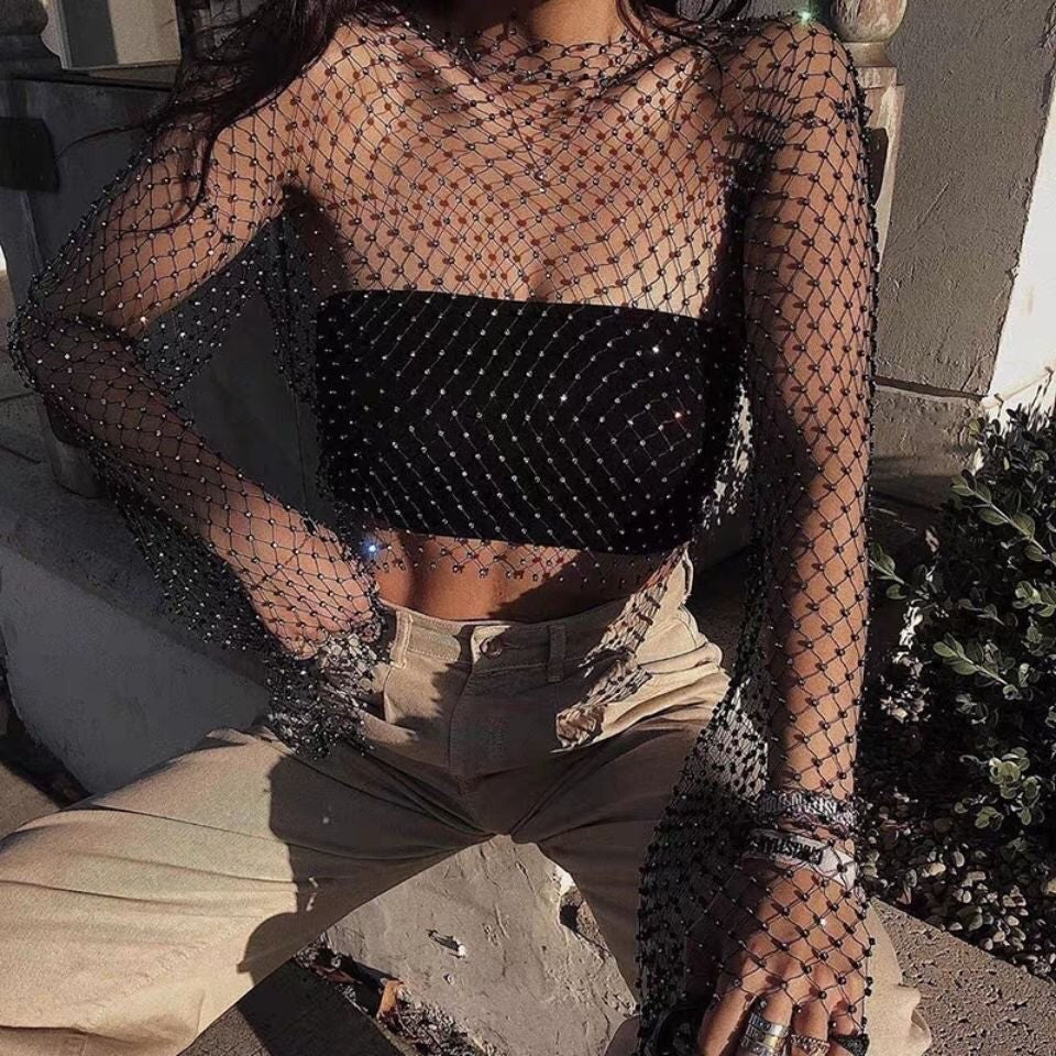 celebrity fishnet blouse top only hot bright diamond trendy vest