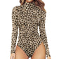 explosive pattern T-shaped one-piece bottoming shirt sexy tight-fitting shape tummy long-sleeved square-neck bodysuit