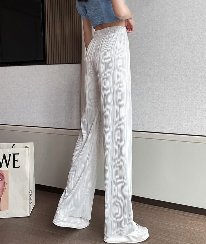 ripple wide-leg pants for women 2024 spring and summer ins trend celebrity design straight-leg pants to wear casual floor-length pants