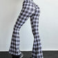 wide-leg yoga pants women's high-waist plaid bell-bottom pants hip-lifting slim fitness big-foot pants