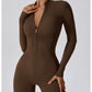 European and American zipper long-sleeved jumpsuit high-intensity