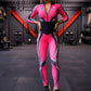 Personalized printed long sleeve zipper sports jumpsuit casual suit sportswear.