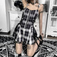 Temperament Sexy Plaid Model 2023 Casual Slim Zipper Design Fashion Dress