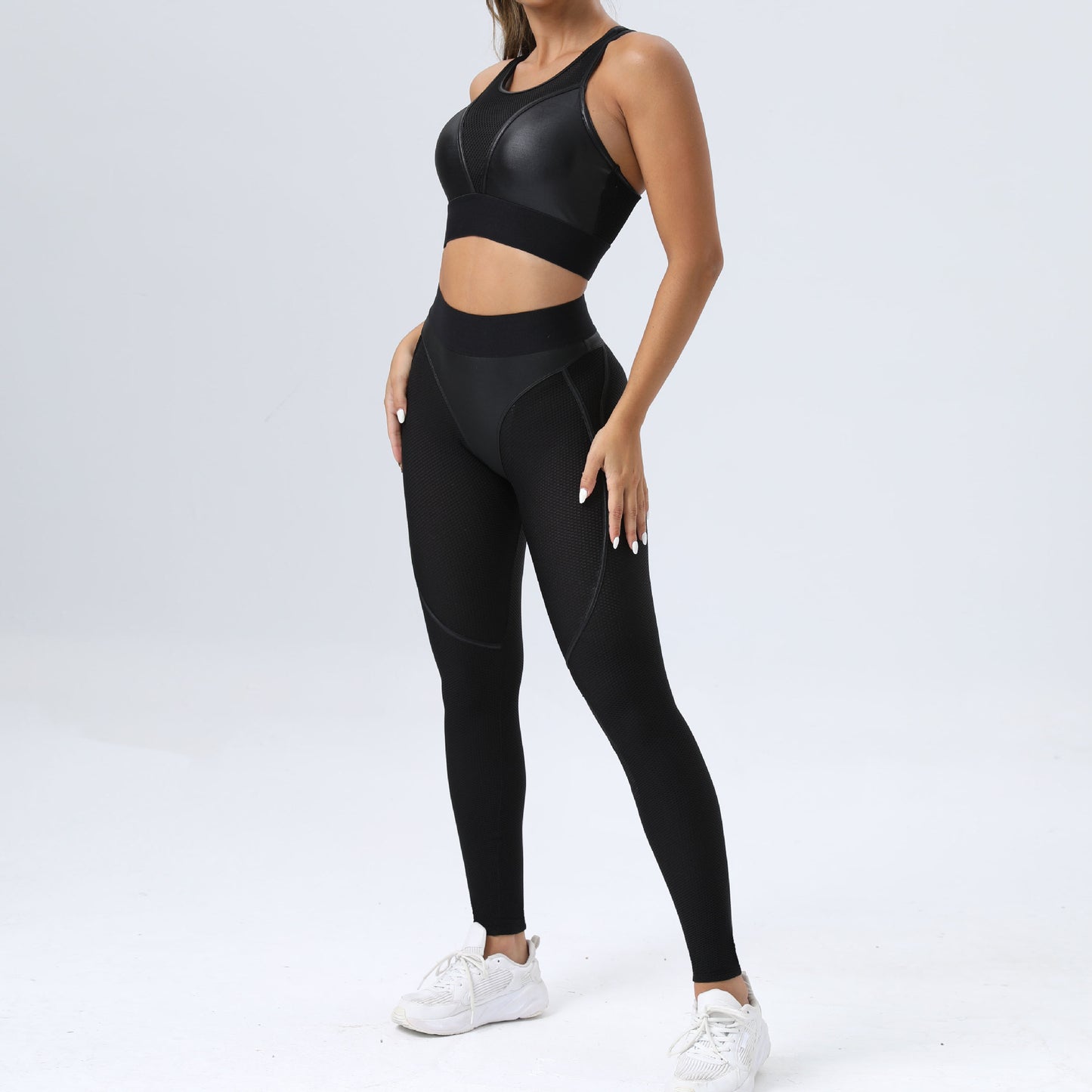 yoga suit spelling net sexy sports lifting trousers two-piece set