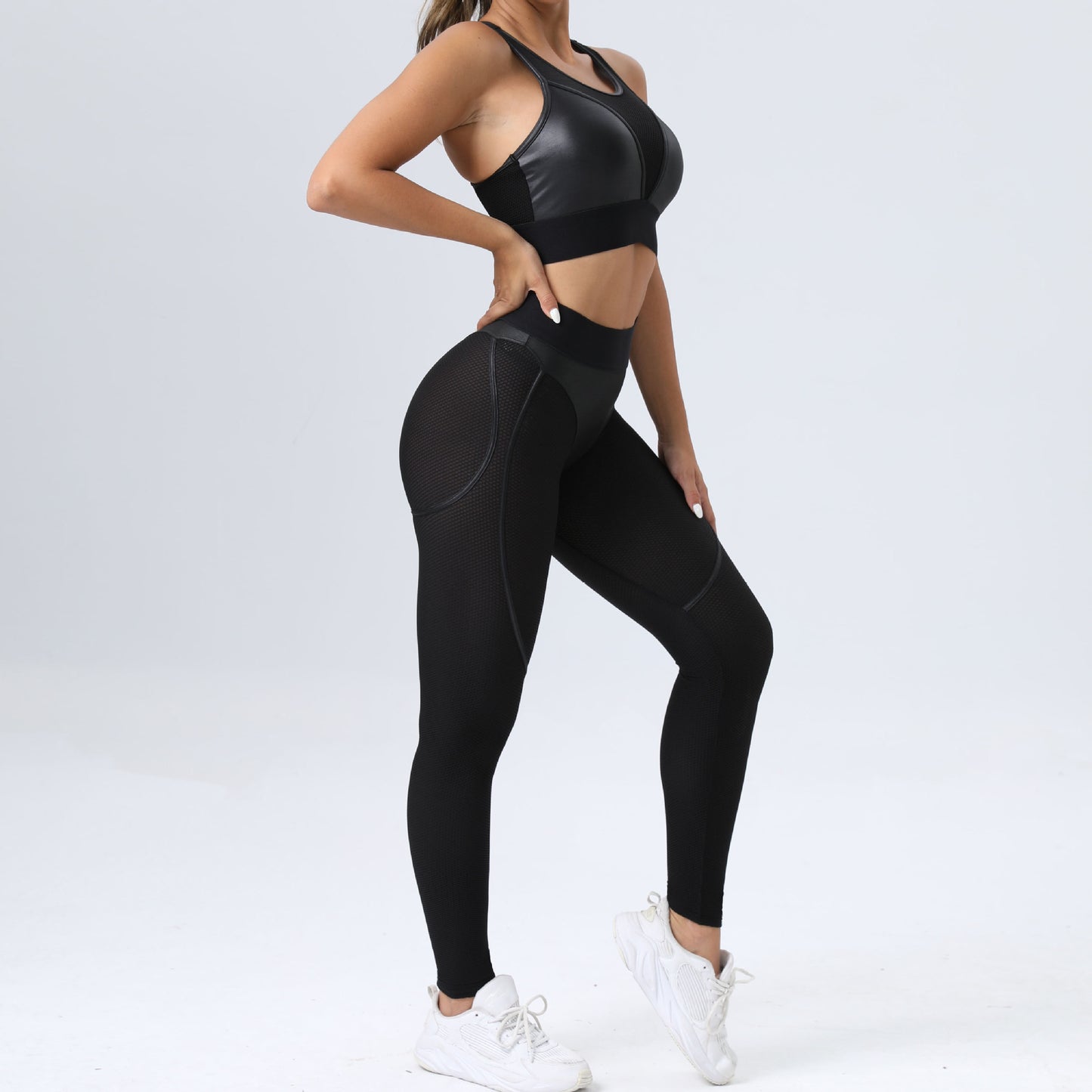 yoga suit spelling net sexy sports lifting trousers two-piece set