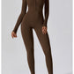 European and American zipper long-sleeved jumpsuit high-intensity