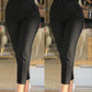 Business Office Lady Black High Waist Cropped Elegant Work Pants All-Match Female Trousers