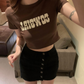 American retro hot girl short-sleeved t-shirt women's summer self-cultivation slim high waist navel short top.