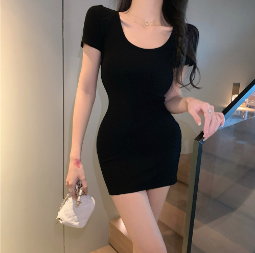 Pure desire sexy tight hot girl dress women's clothing summer 2023 new short skirt pink waist slimming