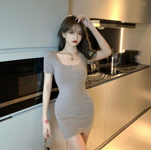 Pure desire sexy tight hot girl dress women's clothing summer 2023 new short skirt pink waist slimming