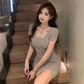 Pure desire sexy tight hot girl dress women's clothing summer 2023 new short skirt pink waist slimming