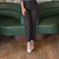 Business Office Lady Black High Waist Cropped Elegant Work Pants All-Match Female Trousers