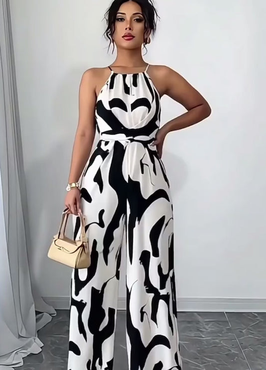 Sleeveless Halter Wide Jumpsuit