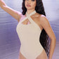 Cut Out Halter Neck Backless Bodysuit