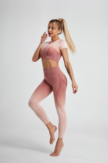 hot-selling gradient dyed seamless yoga 2 Piece Sport Set