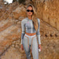Sexy Women Tracksuit Fall Winter Two Piece Outfits Sports Fitness High Waist Leggings Matching Sets Sweatsuit