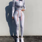 Sexy Women Tracksuit Fall Winter Two Piece Outfits Sports Fitness High Waist Leggings Matching Sets Sweatsuit