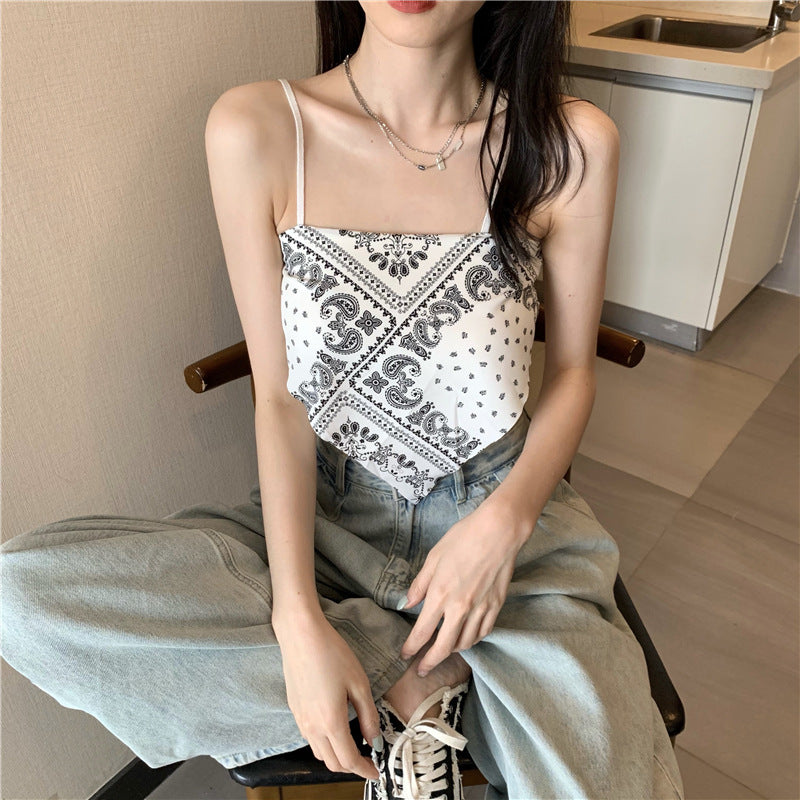 Hot girls wear cashew nut flower camisole women's 2023 new summer chic style sexy inner wear top