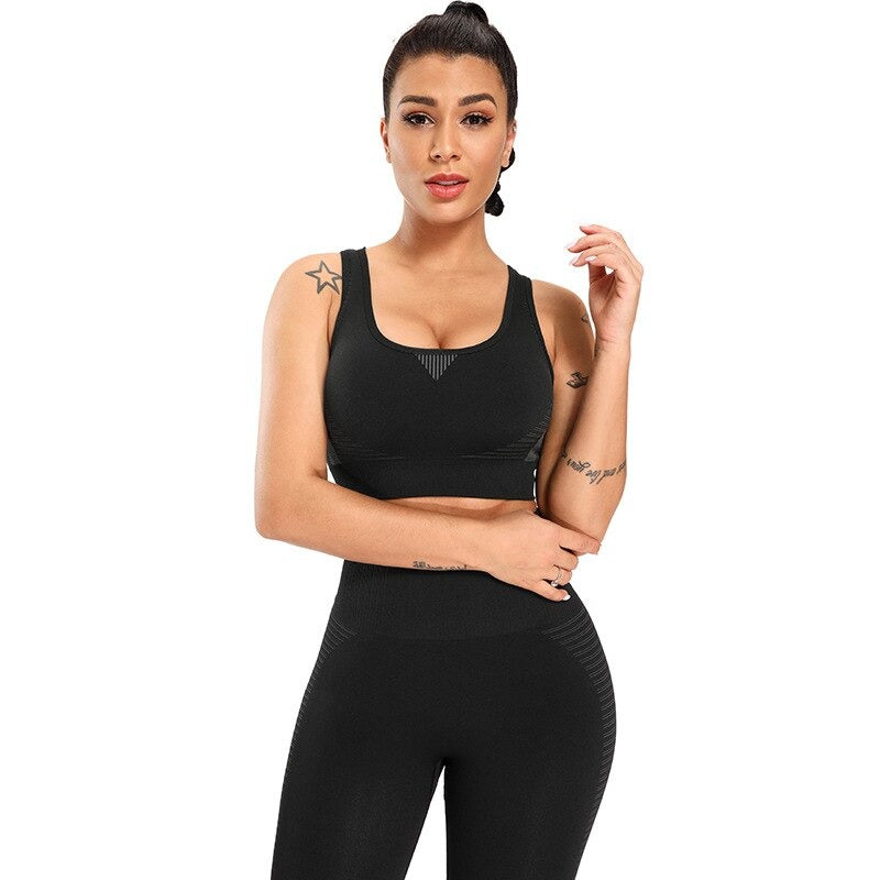 Black New Seamless Women's High-Strength Shockproof Sports Set