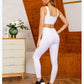 White Fitness Sets Women 2 Piece Straps Gym Tank Top High Waist Leggings Push Up Workout Tracksuit Summer Female Sports Set