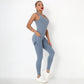 Seamless Peach Hip Raise Pocket Yoga Sports Jumpsuits