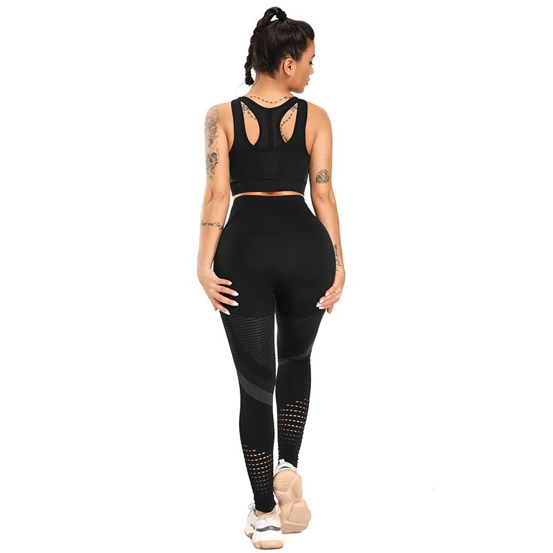 Black New Seamless Women's High-Strength Shockproof Sports Set