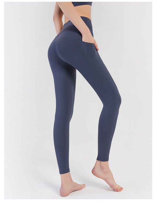 New Arrives Blue Women's High Waist With Pocket Leggings