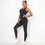 Seamless Peach Hip Raise Pocket Yoga Sports Jumpsuits