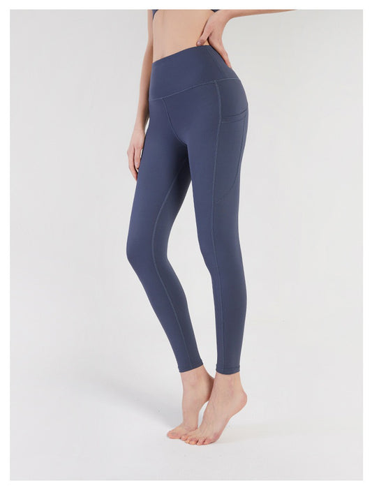 New Arrives Blue Women's High Waist With Pocket Leggings