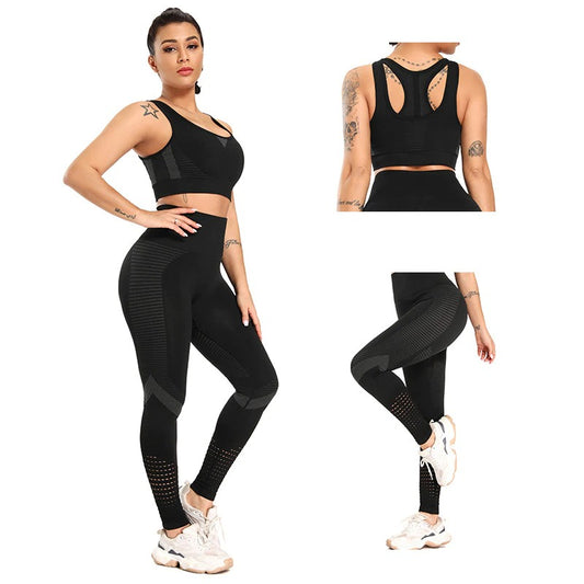 Black New Seamless Women's High-Strength Shockproof Sports Set